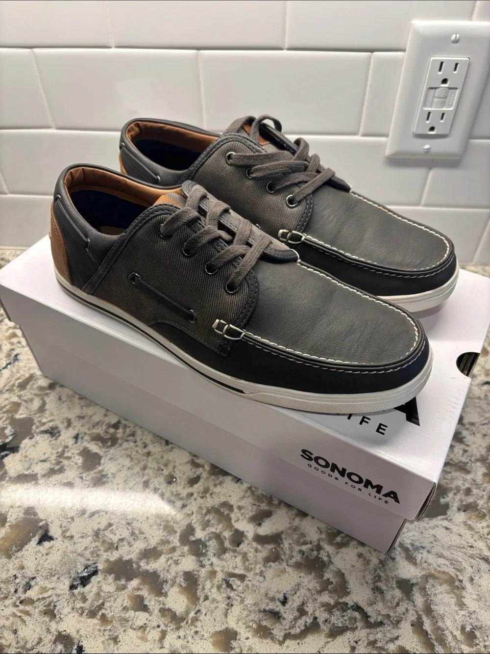 Sonoma Men’s Gray and Brown Boat Shoes